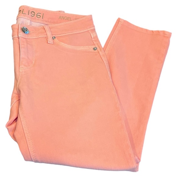 DL1961 Angel Mid-Rise Skinny Ankle Jeans Sherbet Peach Size 26 - Picture 3 of 10